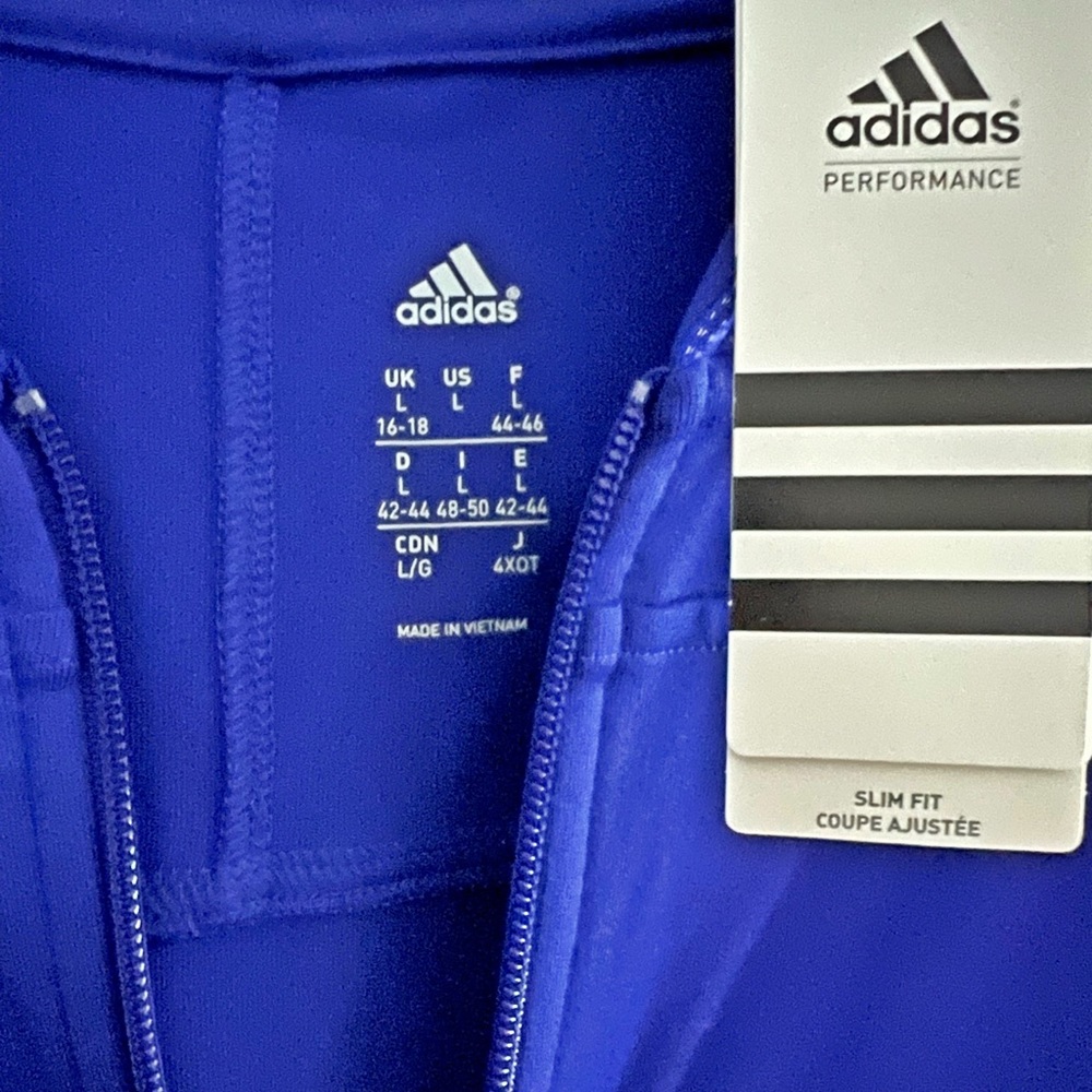 Adidas Women's Blue Zip-Up Hoodie w. Finger Loop